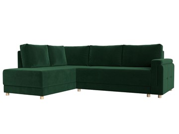 Угловой раскладной диван Лига-024, Зеленый (Велюр) в Артеме