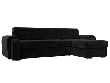 Угловой раскладной диван Лига-025, Черный (Велюр) в Артеме