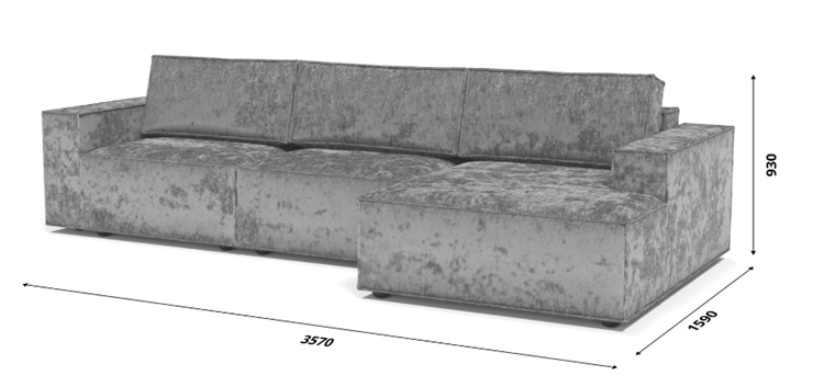 Диван угловой с оттоманкой Лофт 357х159х93 (Ремни/Тик-так) в Уссурийске - изображение 8