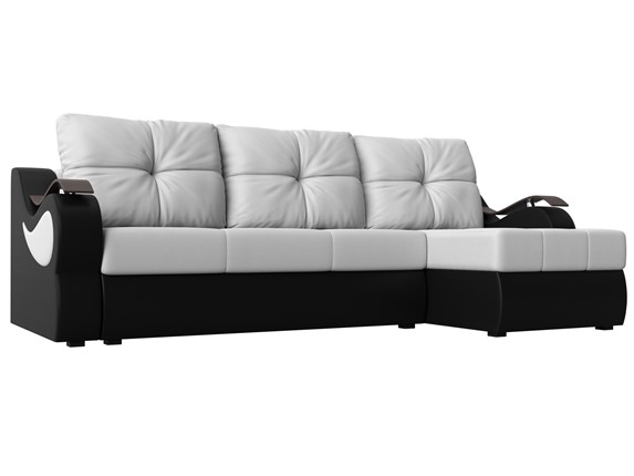 Угловой диван Меркурий, Белый/черный (экокожа) во Владивостоке - изображение