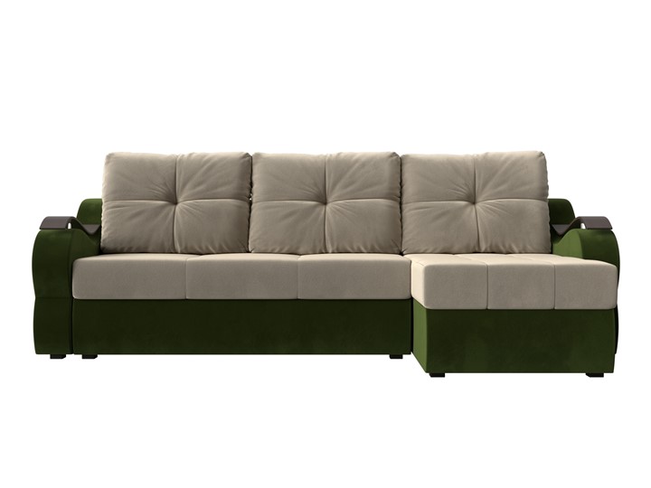 Угловой диван Меркурий, Бежевый/зеленый (вельвет) во Владивостоке - изображение 1