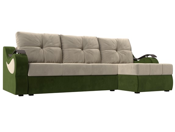 Угловой диван Меркурий, Бежевый/зеленый (вельвет) во Владивостоке - изображение