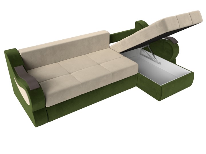 Угловой диван Меркурий, Бежевый/зеленый (вельвет) во Владивостоке - изображение 6