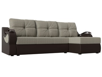 Угловой диван Меркурий, Корфу 02 (рогожка)/коричневый (экокожа) в Находке