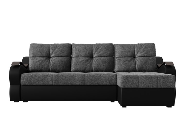 Угловой диван Меркурий, Серый/черный (рогожка/экокожа) во Владивостоке - изображение 1