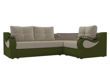 Угловой диван для гостиной Митчелл, Бежевый/Зеленый (микровельвет) в Уссурийске