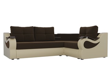 Угловой диван для гостиной Митчелл, Коричневый/Бежевый (микровельвет/экокожа) во Владивостоке
