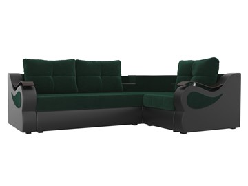 Угловой раскладной диван Митчелл, Зеленый/Коричневый (велюр/экокожа) во Владивостоке