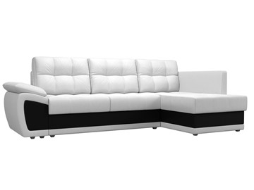 Угловой диван для гостиной Нэстор прайм, Белый/Черный (экокожа) в Уссурийске