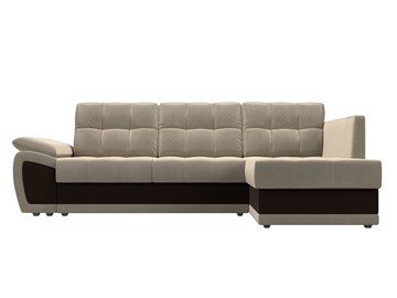 Угловой диван для гостиной Нэстор прайм, Бежевый/Коричневый (микровельвет) в Находке - предосмотр 3