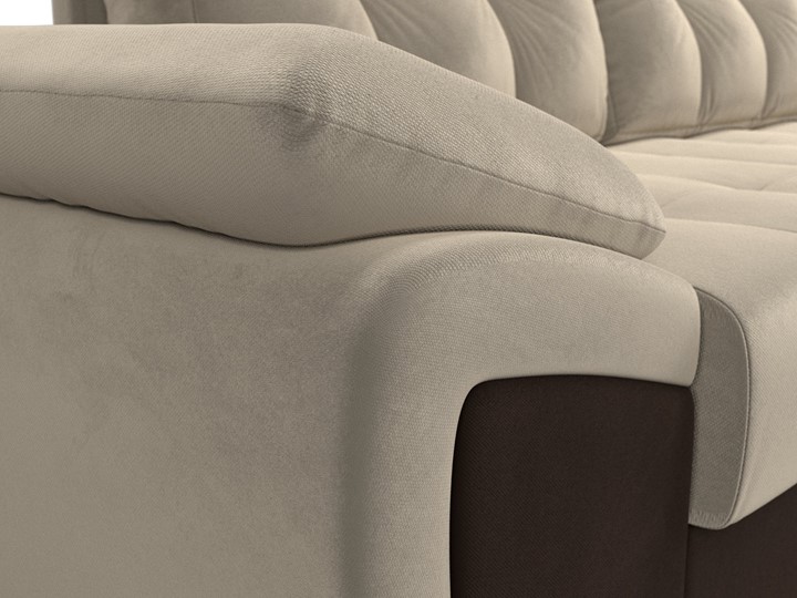 Угловой диван для гостиной Нэстор прайм, Бежевый/Коричневый (микровельвет) во Владивостоке - изображение 5