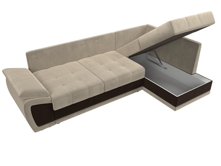 Угловой диван для гостиной Нэстор прайм, Бежевый/Коричневый (микровельвет) во Владивостоке - изображение 8