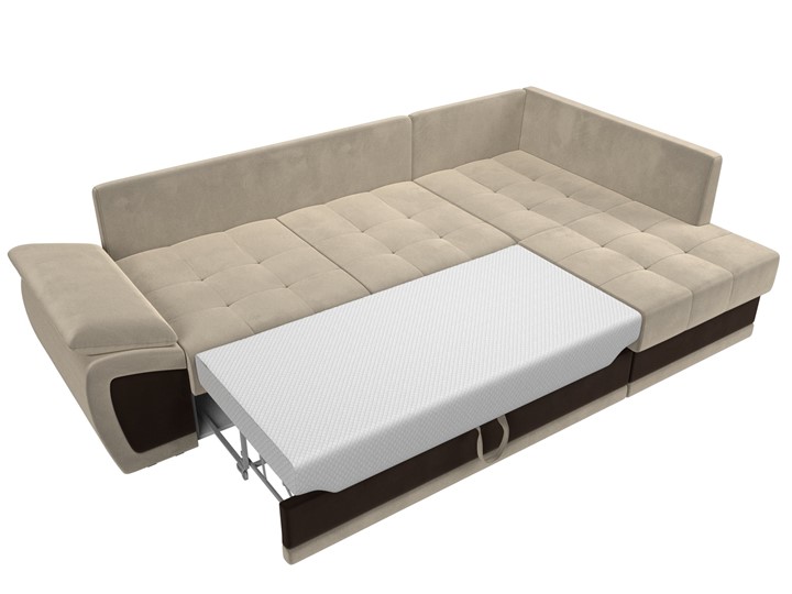 Угловой диван для гостиной Нэстор прайм, Бежевый/Коричневый (микровельвет) во Владивостоке - изображение 9