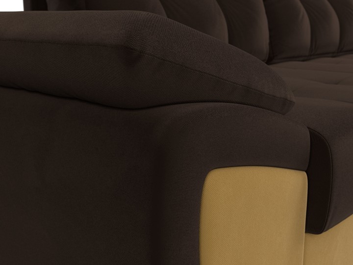 Угловой раскладной диван Нэстор прайм, Коричневый/Желтый (микровельвет) во Владивостоке - изображение 5