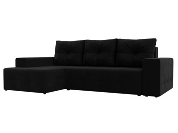 Угловой диван с оттоманкой Перри, Черный (микровельвет) во Владивостоке