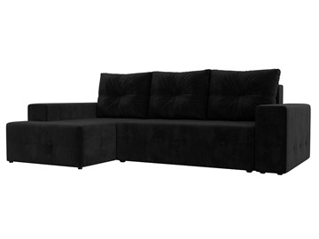 Угловой диван с оттоманкой Перри, Черный (велюр) во Владивостоке - предосмотр