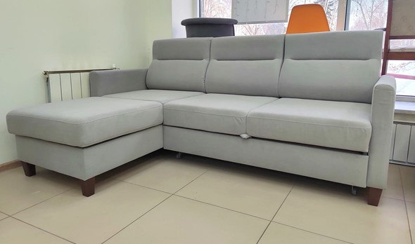 Угловой диван с оттоманкой Марсель Luma 13 серый велюр в Артеме - изображение