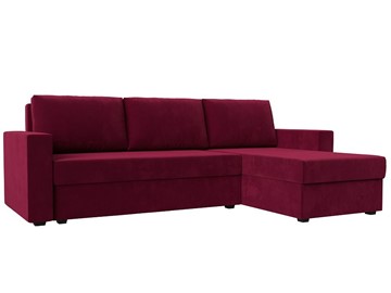 Угловой диван с оттоманкой Траумберг Лайт, Бордовый (микровельвет) во Владивостоке