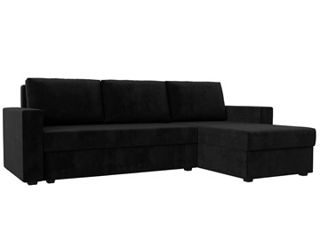 Угловой диван с оттоманкой Траумберг Лайт, Черный (велюр) в Уссурийске