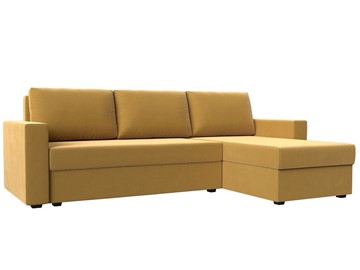 Угловой диван с оттоманкой Траумберг Лайт, Желтый (микровельвет) в Уссурийске