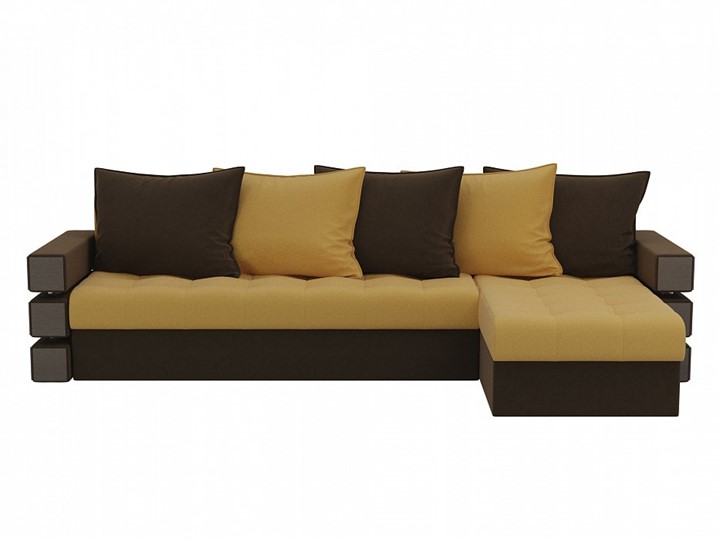 Угловой диван Венеция, Желтый/Коричневый (микровельвет) во Владивостоке - изображение 1