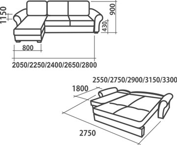 Угловой диван Аккордеон-1, 330 (круглые подлокотники) с коробом во Владивостоке - предосмотр 1