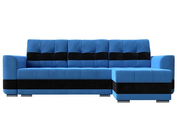 Угловой диван Честер, Голубой/черный (велюр) во Владивостоке - изображение 1