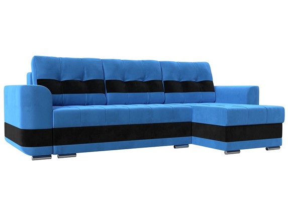 Угловой диван Честер, Голубой/черный (велюр) во Владивостоке - изображение