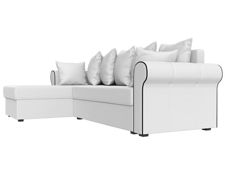 Угловой диван с оттоманкой Рейн, Белый/Черный (экокожа) во Владивостоке - изображение 2