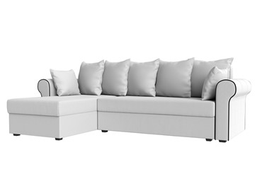 Угловой диван с оттоманкой Рейн, Белый/Черный (экокожа) в Артеме