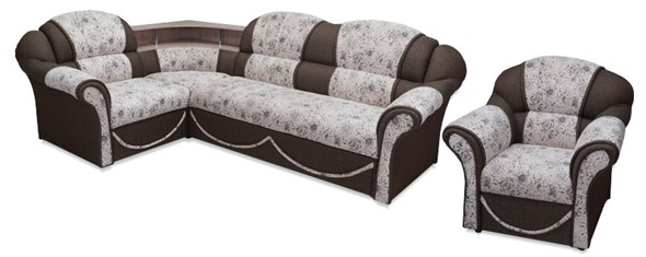 Угловой диван Соня-12 с полкой и креслом в Артеме - изображение