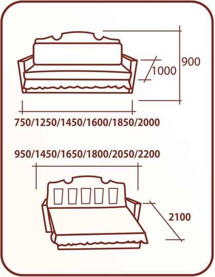Прямой диван Аккордеон Бук 155, Элакс, Радуга во Владивостоке - изображение 1