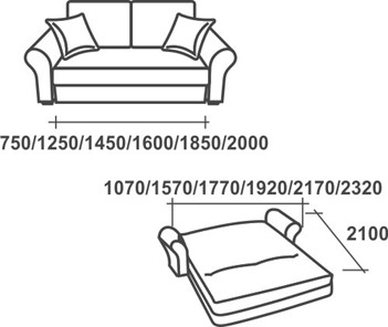 Прямой диван Аккордеон-1, 180 (прямые подлокотники), НПБ в Уссурийске - предосмотр 2