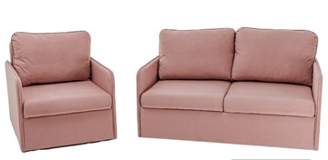 Мебельный комплект Амира розовый диван + кресло в Артеме