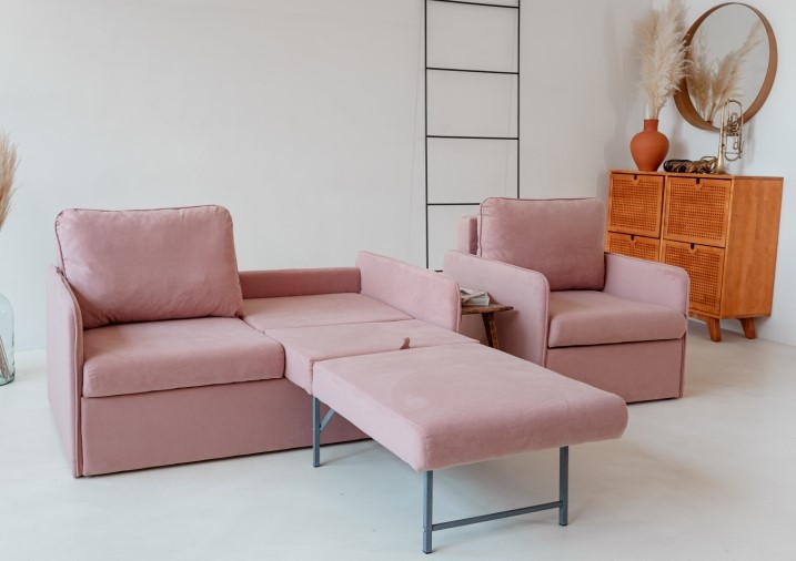 Мебельный комплект Амира розовый диван + кресло во Владивостоке - изображение 6