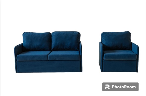 Мебельный комплект Амира синий диван + кресло во Владивостоке - изображение