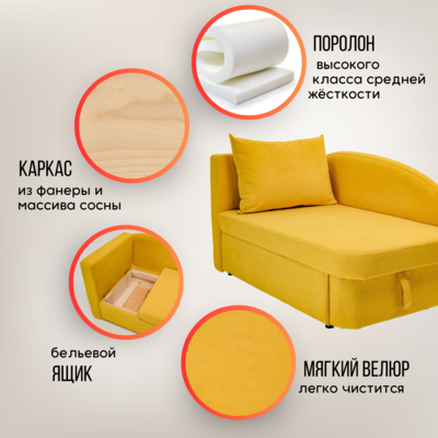 Мягкий диван левый Тедди желтый во Владивостоке - изображение 18