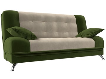 Прямой диван Анна, Бежевый/Зеленый (микровельвет) в Артеме