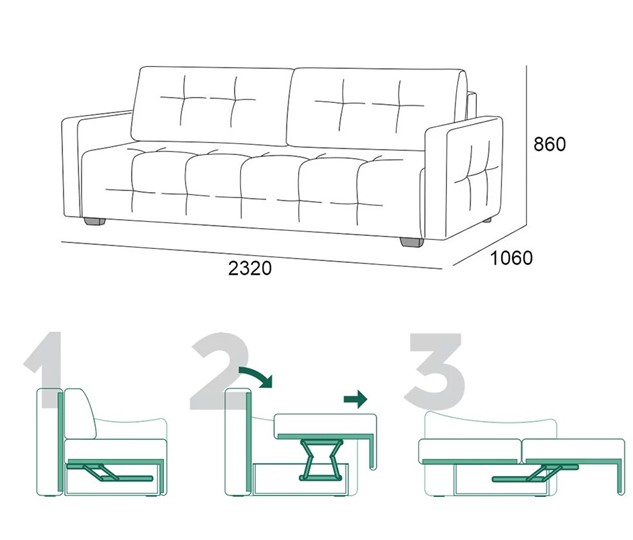 Прямой диван Бруно 2 БД в Артеме - изображение 6