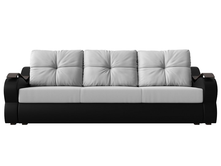 Прямой диван Меркурий еврокнижка, Белый/черный (экокожа) во Владивостоке - изображение 1