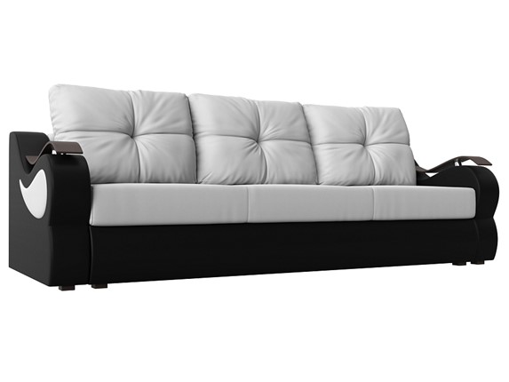 Прямой диван Меркурий еврокнижка, Белый/черный (экокожа) во Владивостоке - изображение