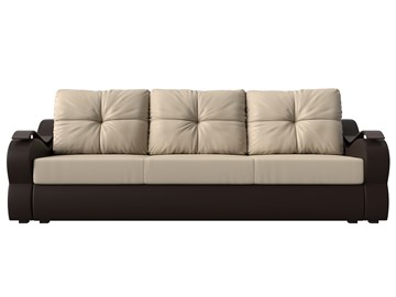 Прямой диван Меркурий еврокнижка, Бежевый/коричневый (экокожа) в Артеме - предосмотр 1