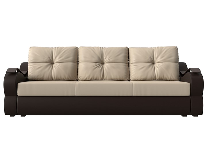 Прямой диван Меркурий еврокнижка, Бежевый/коричневый (экокожа) в Артеме - изображение 1