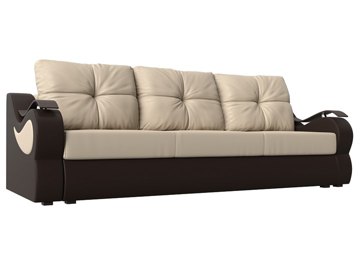Прямой диван Меркурий еврокнижка, Бежевый/коричневый (экокожа) в Артеме - изображение 4