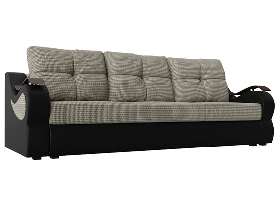 Прямой диван Меркурий еврокнижка, Корфу 02 (рогожка)/черный (экокожа) во Владивостоке - изображение