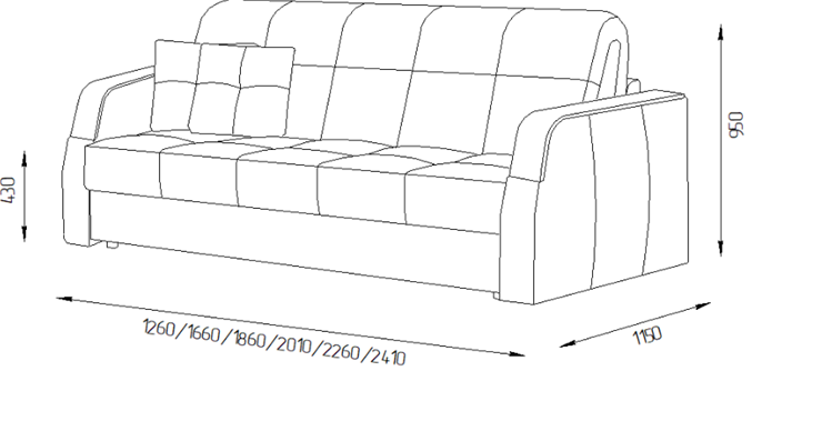Прямой диван Турин 2 165 (НПБ) в Артеме - изображение 1