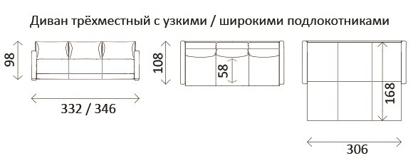 Диван прямой Тридэ БД, узкий подлокотник во Владивостоке - изображение 3