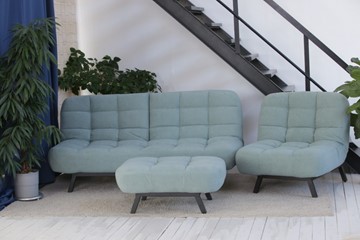 Комплект мебели Абри цвет мята кресло + диван + пуф опора металл в Артеме