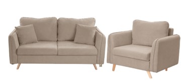 Комплект мебели Бертон бежевый диван+ кресло в Артеме