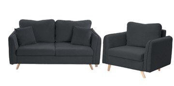 Комплект мебели Бертон графит диван+ кресло в Артеме